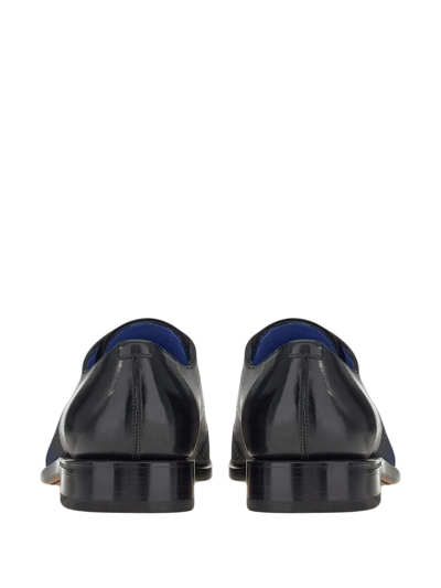 Ferragamo Embroidered Oxford-shoes In Blue