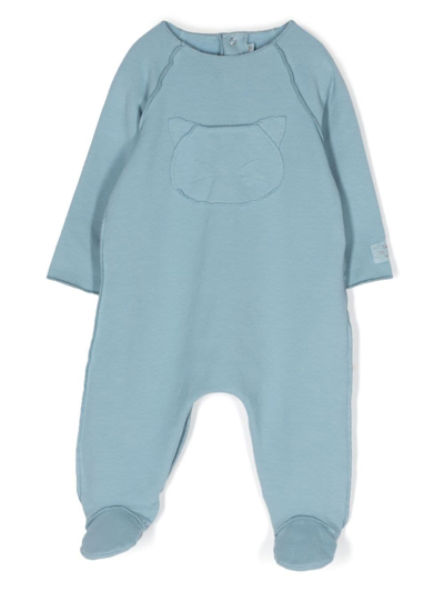 Shop Teddy & Minou Stretch-cotton Babygrow In Blue