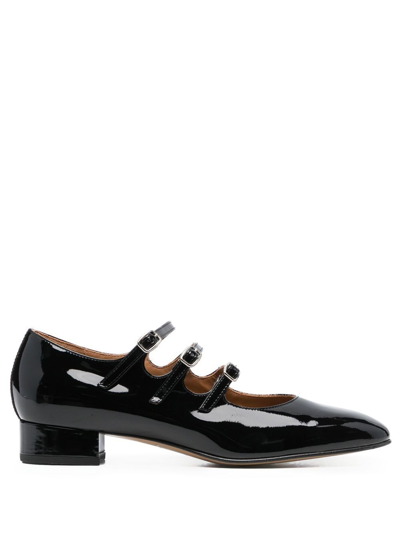 Carel Kina Black Mary Janes With Straps And Block Heel In Patent Leather Woman In Black