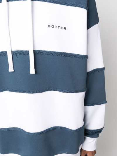 Shop Botter Logo-print Striped Hoodie In White