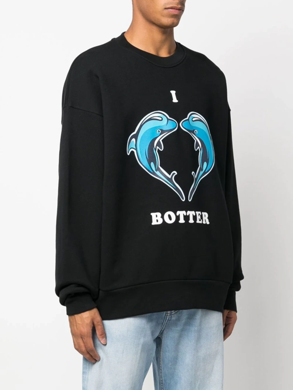 【BOTTER】CREWNECK SWEATER DOLPHIN BOTTER BLUE Botter Dolphin Print Cotton Crewneck Sweatshirt In Black