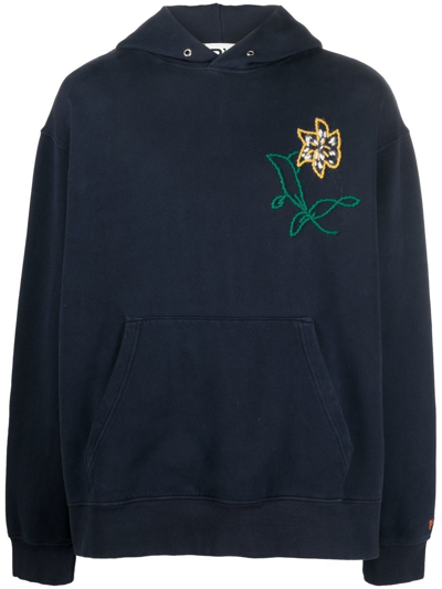 Shop President's Embroidered-logo Long-sleeve Hoodie In Blue