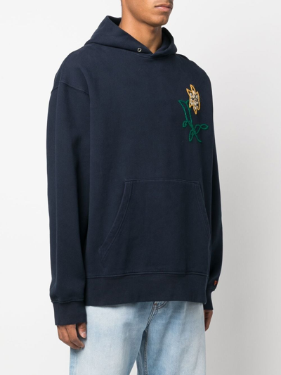 Shop President's Embroidered-logo Long-sleeve Hoodie In Blue