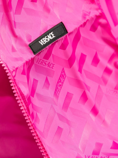 Shop Versace Greca-print Puffer Jacket In Pink