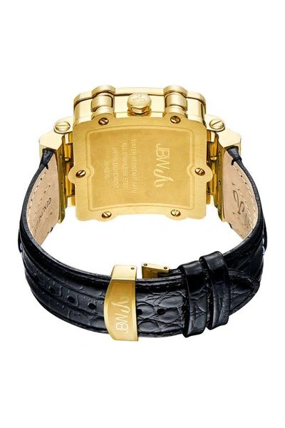 Jbw Phantom Leather Strap Diamond Chronograph Watch, 46mm In Gold