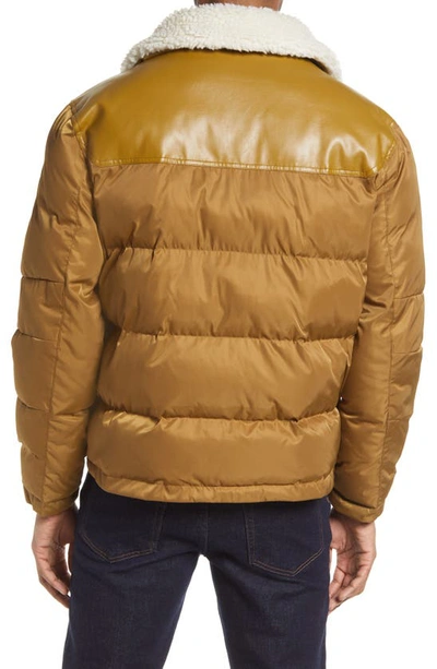 Noize Vroni Mixed Media Puffer Jacket In Butternut