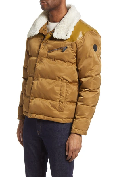 Noize Vroni Mixed Media Puffer Jacket In Butternut