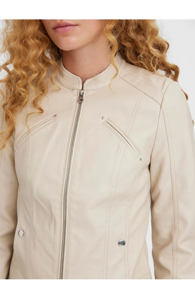 Vero Moda Favodona Faux Leather Jacket In Oatmeal | ModeSens
