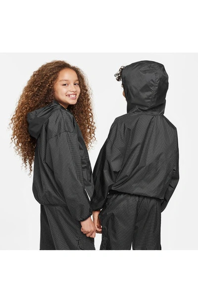 Shop Nike Kids' Woven Jacket In Black/ Dk Smoke Grey
