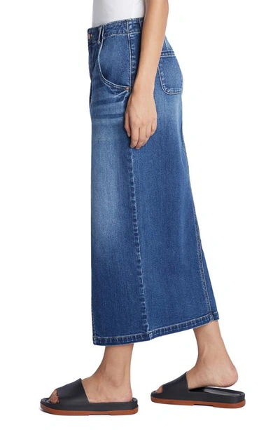 Shop Wash Lab Denim Daily Slit Denim Midi Skirt In Washed Blue