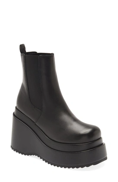 Steve Madden Jesse Platform Wedge Chelsea Boot In Black Leather