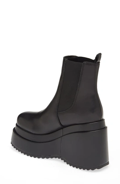 Steve Madden Jesse Platform Wedge Chelsea Boot In Black Leather