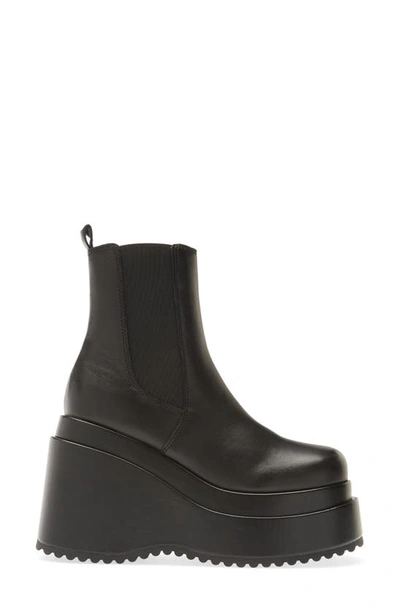 Steve Madden Jesse Platform Wedge Chelsea Boot In Black Leather