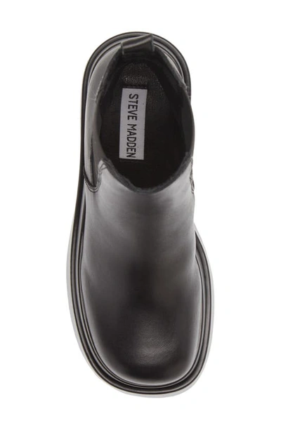 Steve Madden Jesse Platform Wedge Chelsea Boot In Black Leather