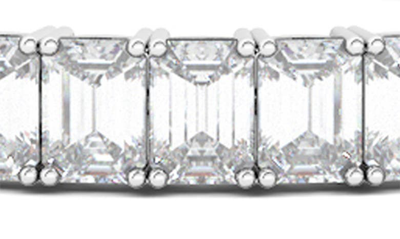 Shop Hautecarat Emerald Cut Lab Created Diamond Tennis Bracelet In 14k White Gold