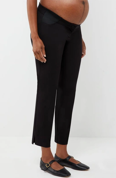 Shop A Pea In The Pod Curie Maternity Side Panel Slim Cotton Blend Ankle Trousers In Black
