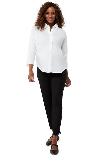 Shop A Pea In The Pod Curie Maternity Side Panel Slim Cotton Blend Ankle Trousers In Black