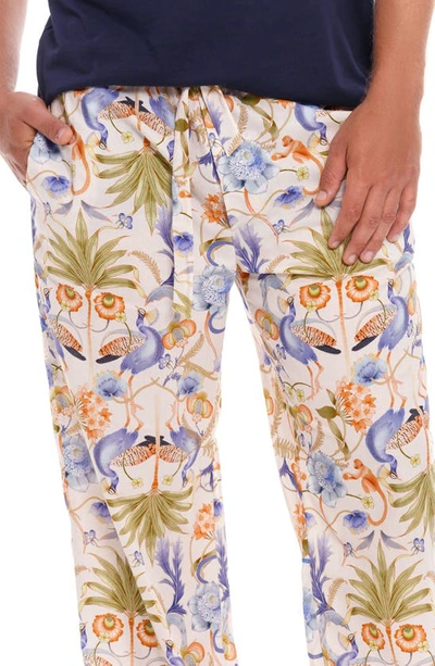 Shop The Lazy Poet Drew Jungle Print Pajama Pants In Blue