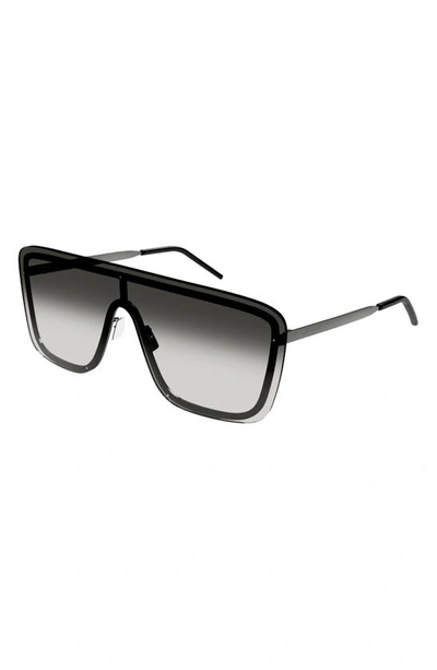 Shop Saint Laurent 99mm Shield Sunglasses In Ruthenium