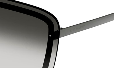 Shop Saint Laurent 99mm Shield Sunglasses In Ruthenium