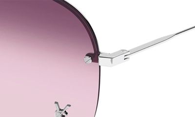 Shop Saint Laurent Classic 59mm Gradient Navigator Sunglasses In Silver