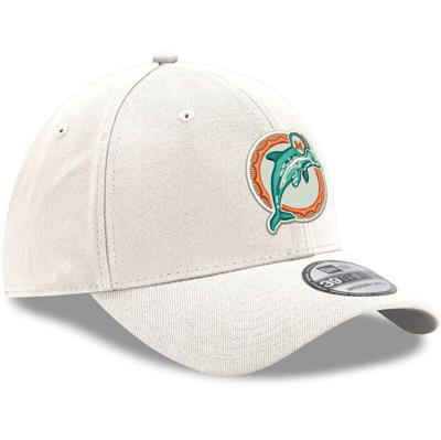 Shop New Era White Miami Dolphins Throwback Logo Iced Ii 39thirty Flex Hat