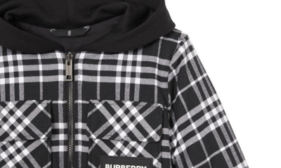 Shop Burberry Kids' Eddie Check Hooded Jacket In Black Ip Chk