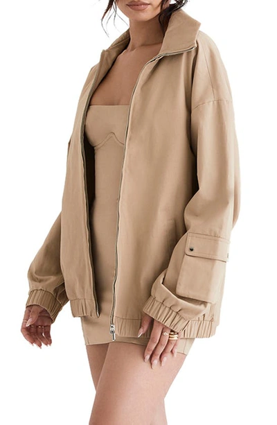 House Of Cb Cami Oversize Track Jacket In Taupe