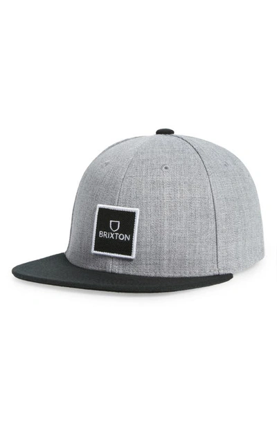 Shop Brixton Alpha Snapback Hat In Heather Grey/ Black