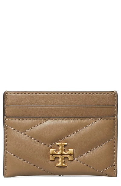 Shop Tory Burch Kira Chevron Leather Card Case In Sandpiper