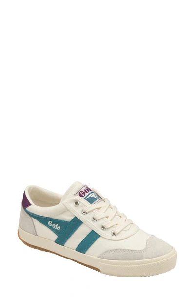 Shop Gola Badminton Sneaker In Offwhite/ Fuchsia/ Lagoon