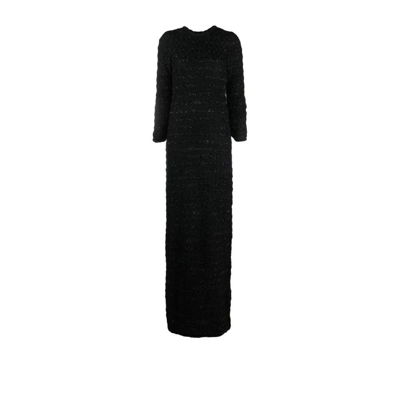 Shop Balenciaga Black Back-to-front Tweed Gown