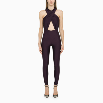 Shop The Andamane Wine-coloured Technical Fabric Stretch Jumpsuit In Purple