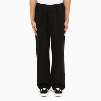 Shop Stussy Regular Trousers In Black Cotton