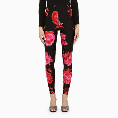 Shop The Andamane Black Leggings With A Floral Print In Multicolor