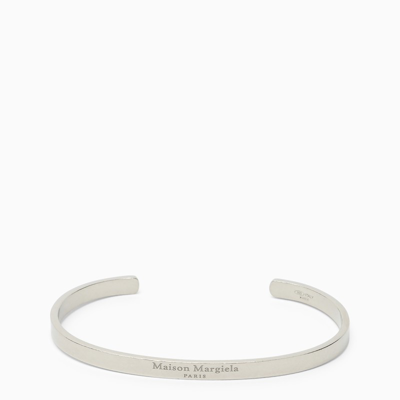 MAISON MARGIELA RIGID SILVER BRACELET WITH LOGO 