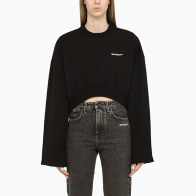 Shop Off-white ™ | Black Stretch Cotton Cropped Sweatshirt