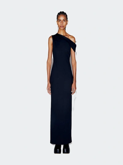 Shop Rosetta Getty Fold Shoulder Dress In Black