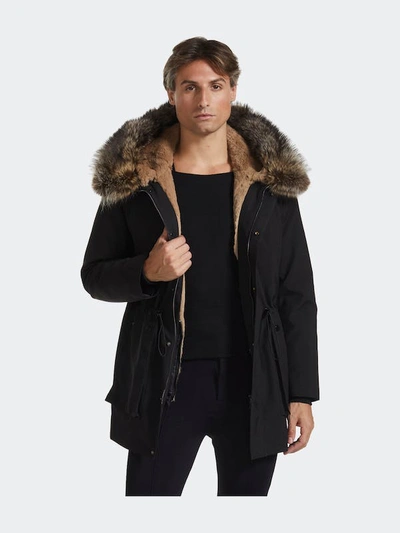 Shop Fang Coyote And Rabbit Fur Lined Parka In Black