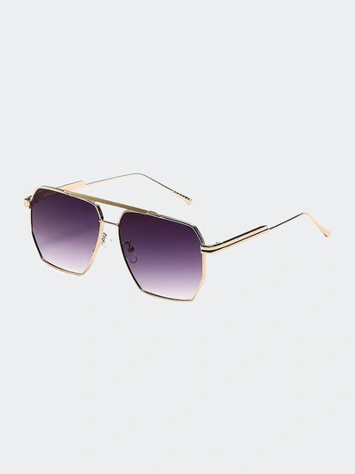 Shop Fifth & Ninth Goldie Polarized Sunglasses In Purple
