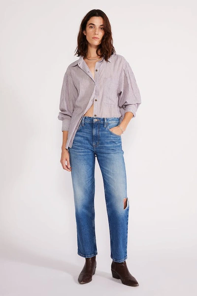 Shop Etica Rae Midrise Straight Crop Jeans In Blue