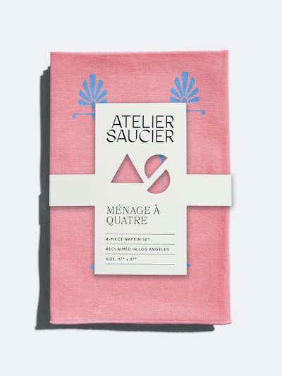 Shop Atelier Saucier The Art Deco Napkins, Set Of 4 In Pink