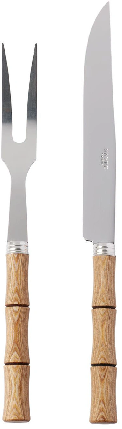 Shop Sabre Tan Carving Cutlery Set In Light Bamboo