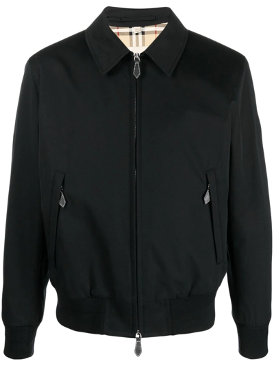 Shop Burberry Harrington Gabardine Cotton Jacket In Black