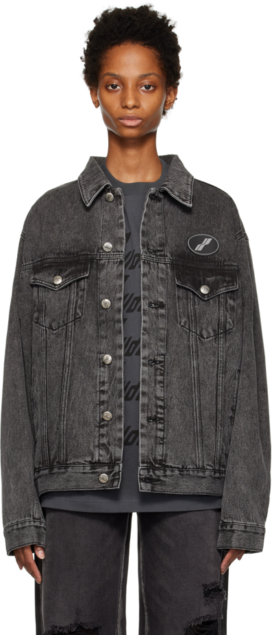 Shop We11 Done Black Oversized Denim Jacket In Wash Black