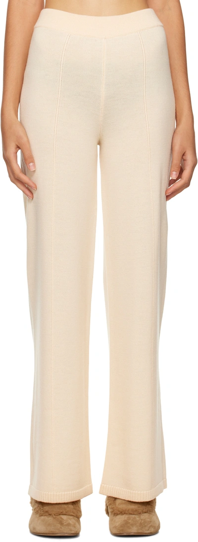 Max Mara Ragtime Ribbed-trim Wide-leg High-rise Wool-knit Trousers In 001 Ecru