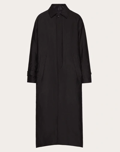 Shop Valentino Reversible Coat In Cotton, Wool And Silk Blend With Inner Bomber Layer In Black
