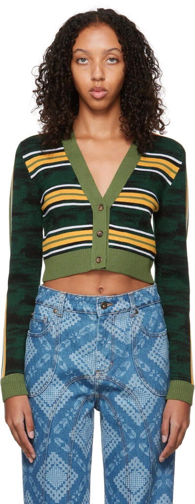 Shop Ahluwalia Green Augusta Cardigan In Green / Black