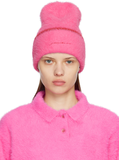 Shop Jacquemus Pink 'le Bonnet Neve' Beanie In 430 Pink