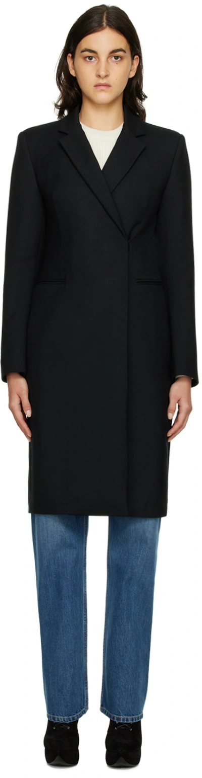 Shop Alaïa Black Maxi Dress Coat In 995 Noir Alaia